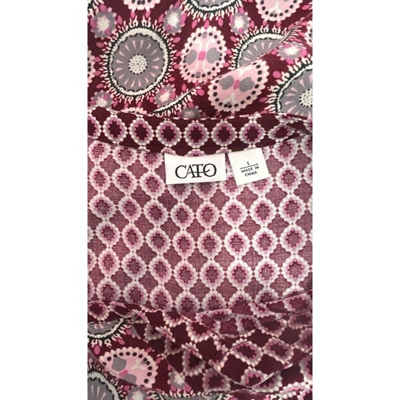 CATO PULLOVER BLOUSE V-NECK MULTICOLOR FLORAL LONG‎ SLEEVE WOMEN'S LARGE - Picture 4 of 7